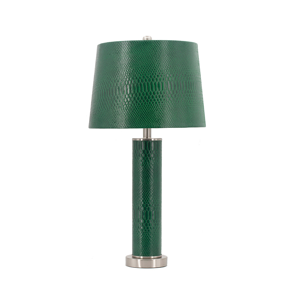 14x14x27" Leather Table Lamp