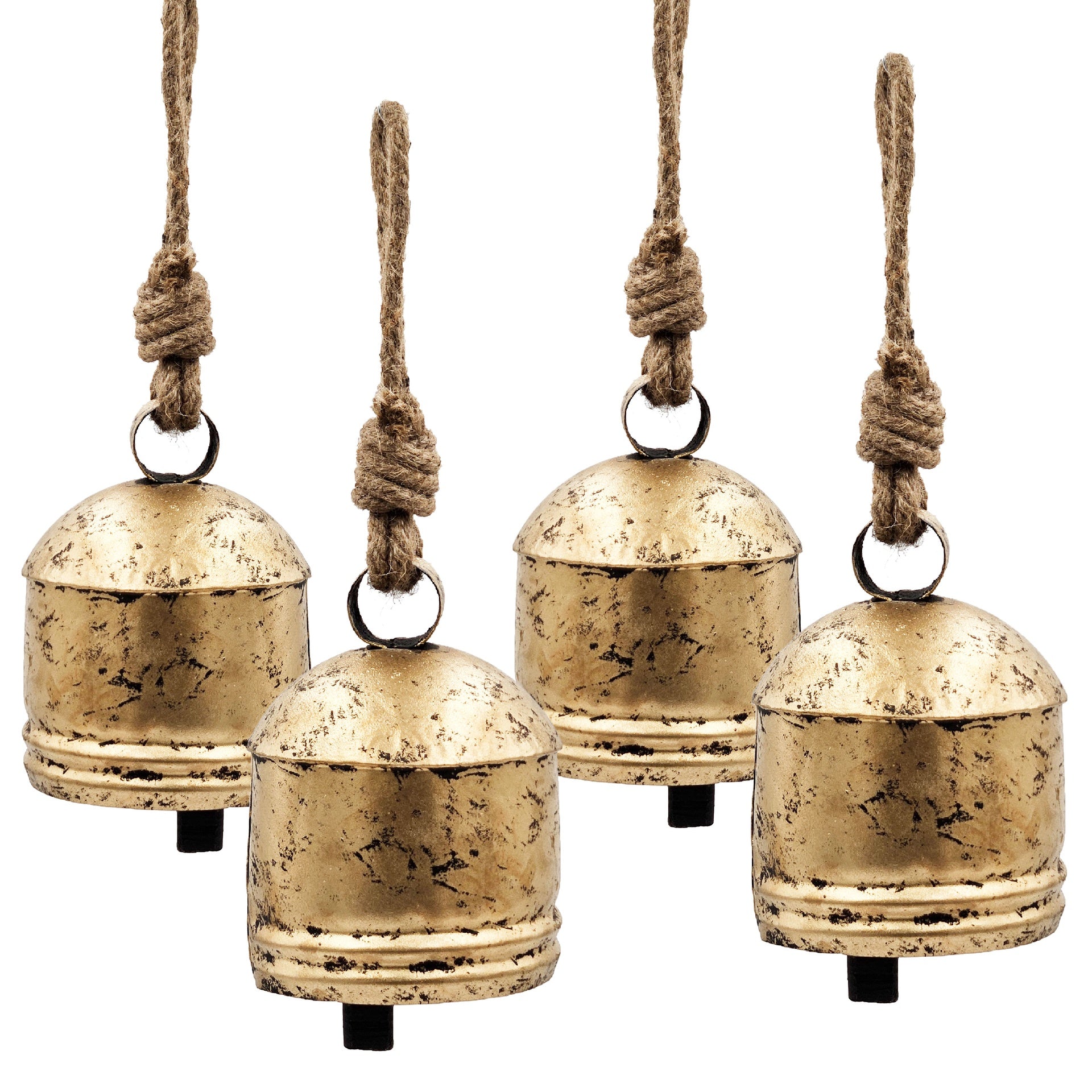 D5.5x7.5" Iron Hanging Bell, Decorative Hanging Ornaments for Holiday Party Decorations, Set of 4