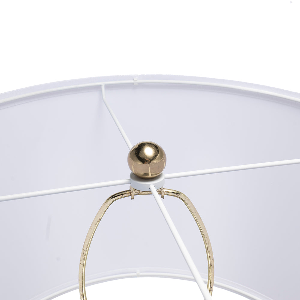 D15x29.5" Gold and White Table Lamp with Round Four Tiered Body(Lamp Shade Assembly Required)