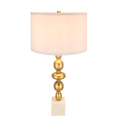 D15x29.5" Gold and White Table Lamp with Round Four Tiered Body(Lamp Shade Assembly Required)