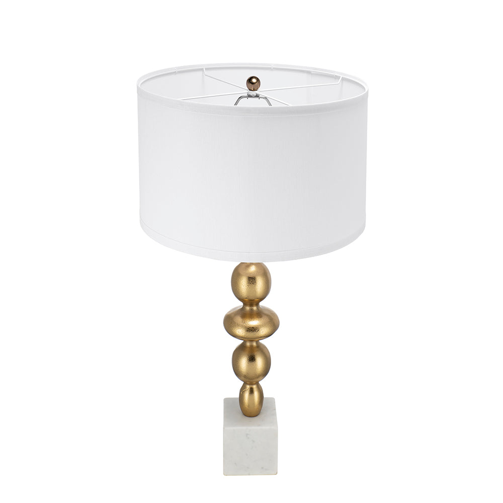 D15x29.5" Gold and White Table Lamp with Round Four Tiered Body(Lamp Shade Assembly Required)