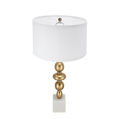 D15x29.5" Gold and White Table Lamp with Round Four Tiered Body(Lamp Shade Assembly Required)