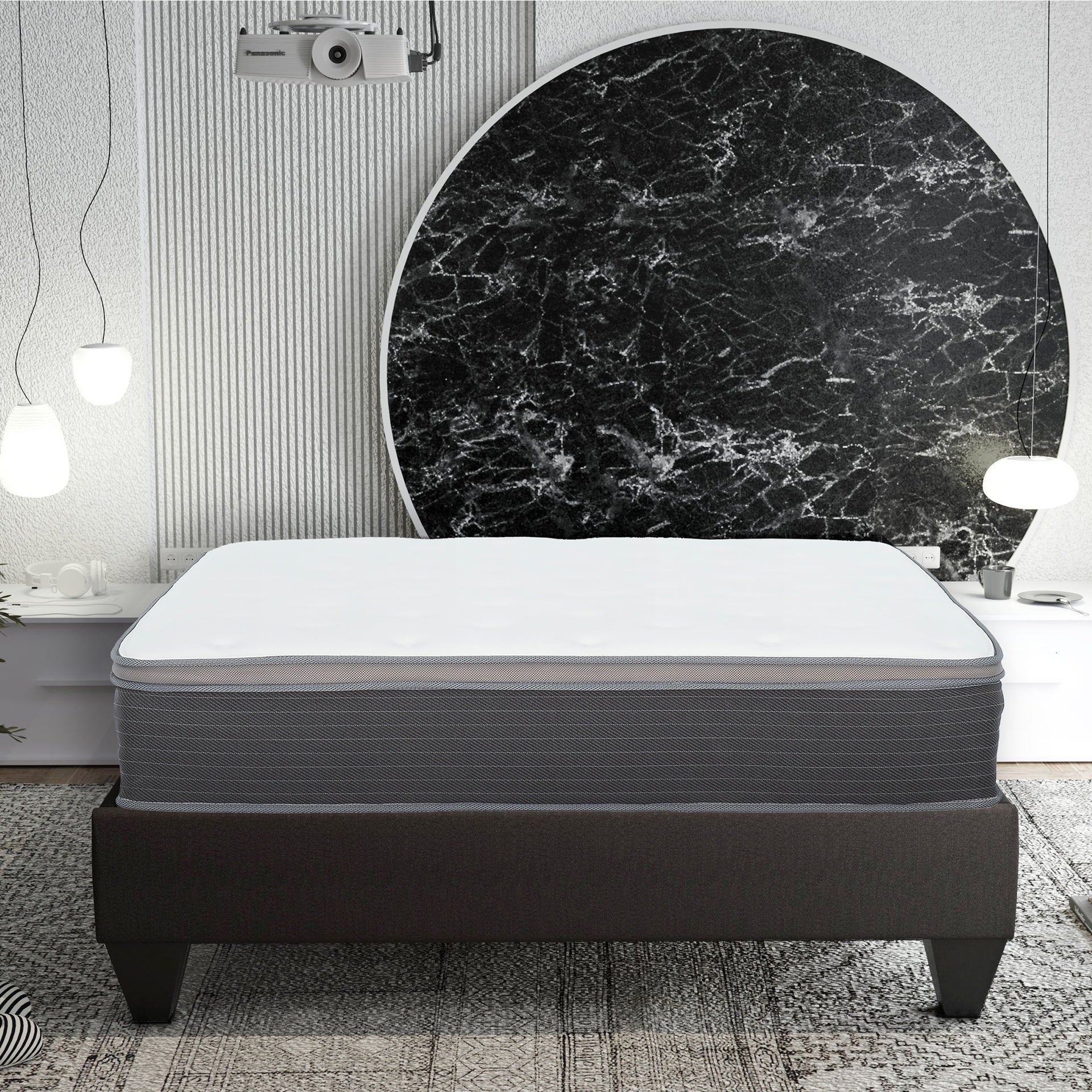 12 in. Twin Size Pocket Spring Hybrid Mattress in a Box, Plush Euro Top Gel Memory Foam Mattress, White/Gray