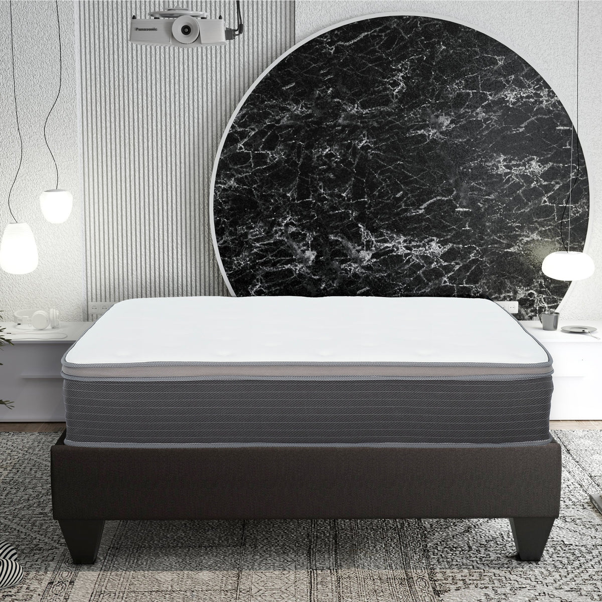 12 in. Twin Size Pocket Spring Hybrid Mattress in a Box, Plush Euro Top Gel Memory Foam Mattress, White/Gray