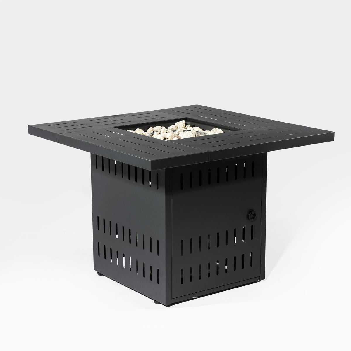 34" Propane Gas Fire Pit Table, 50000 BTU Rectangular Steel Fire Pit for Outside Patio Deck Garden Courtyard- Black