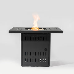 34" Propane Gas Fire Pit Table, 50000 BTU Rectangular Steel Fire Pit for Outside Patio Deck Garden Courtyard- Black