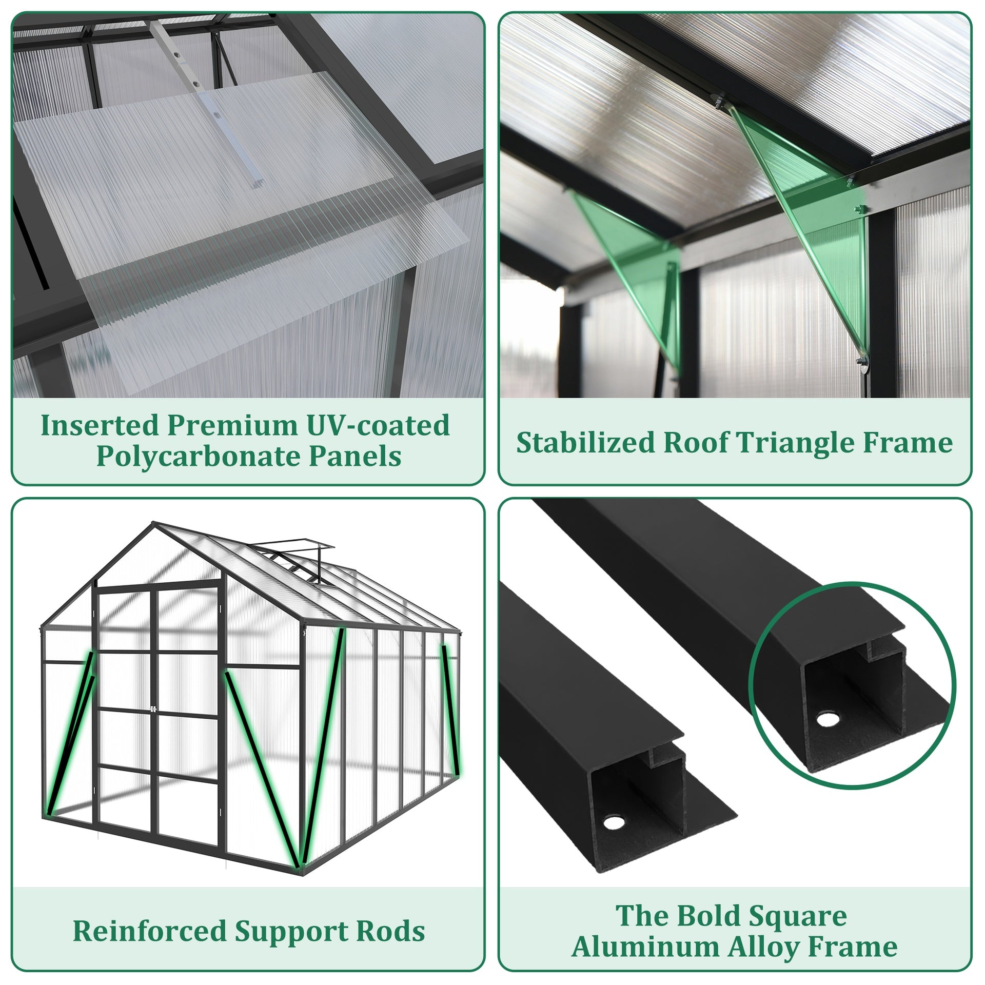 Newly marketed Gain height windproofaluminum greenhouse 10x12 FT Polycarbonate Greenhouse Raised Base and Anchor Aluminum Heavy Duty Walk-in Greenhouses for Outdoor Backyard in All Season