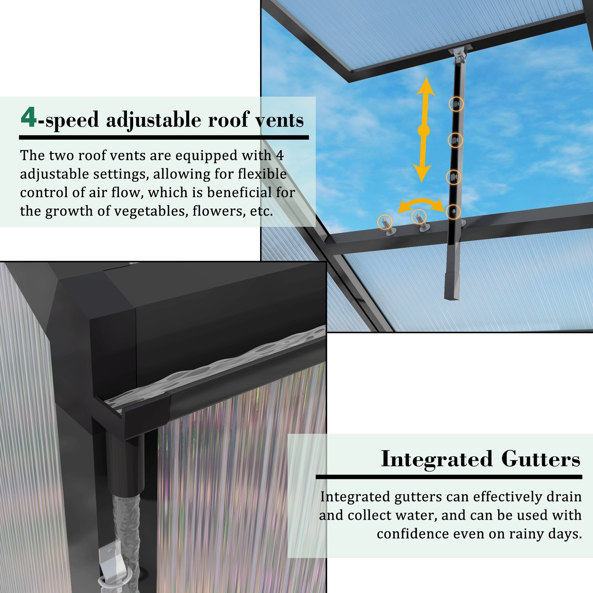 Newly marketed Gain height windproofaluminum greenhouse 10x12 FT Polycarbonate Greenhouse Raised Base and Anchor Aluminum Heavy Duty Walk-in Greenhouses for Outdoor Backyard in All Season