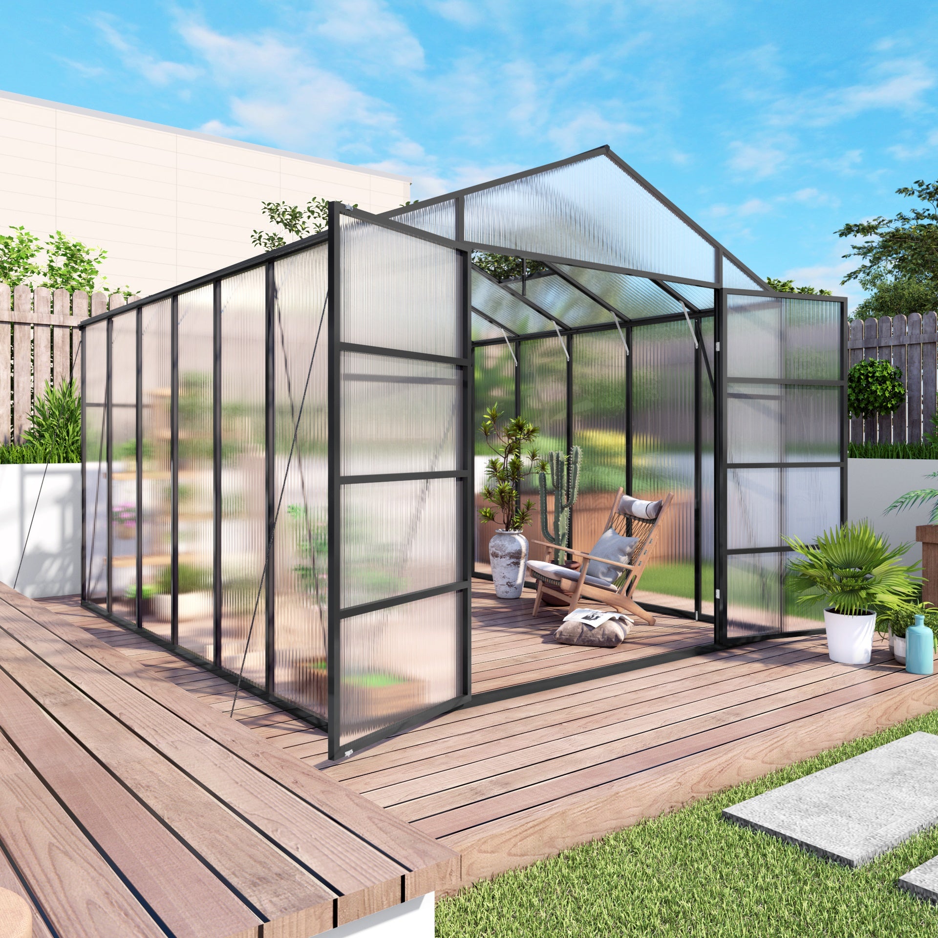 Newly marketed Gain height windproofaluminum greenhouse 10x12 FT Polycarbonate Greenhouse Raised Base and Anchor Aluminum Heavy Duty Walk-in Greenhouses for Outdoor Backyard in All Season