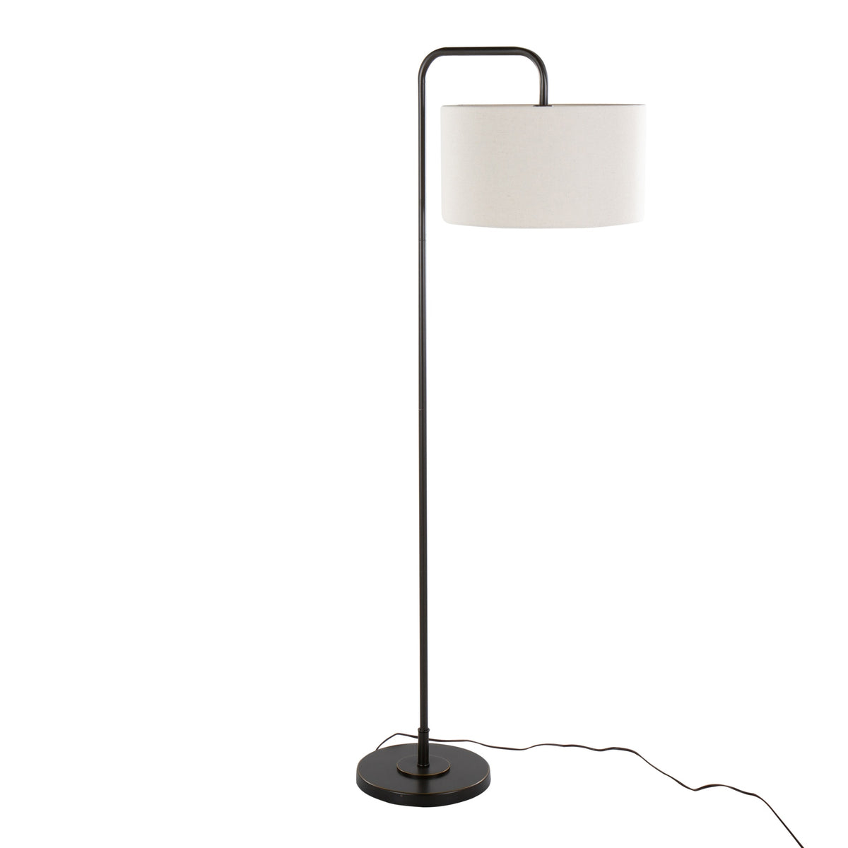 Puck 63" Contemporary Metal Floor Lamp in Oil Rubbed Bronze with Beige Linen Shade from Grandview Gallery by