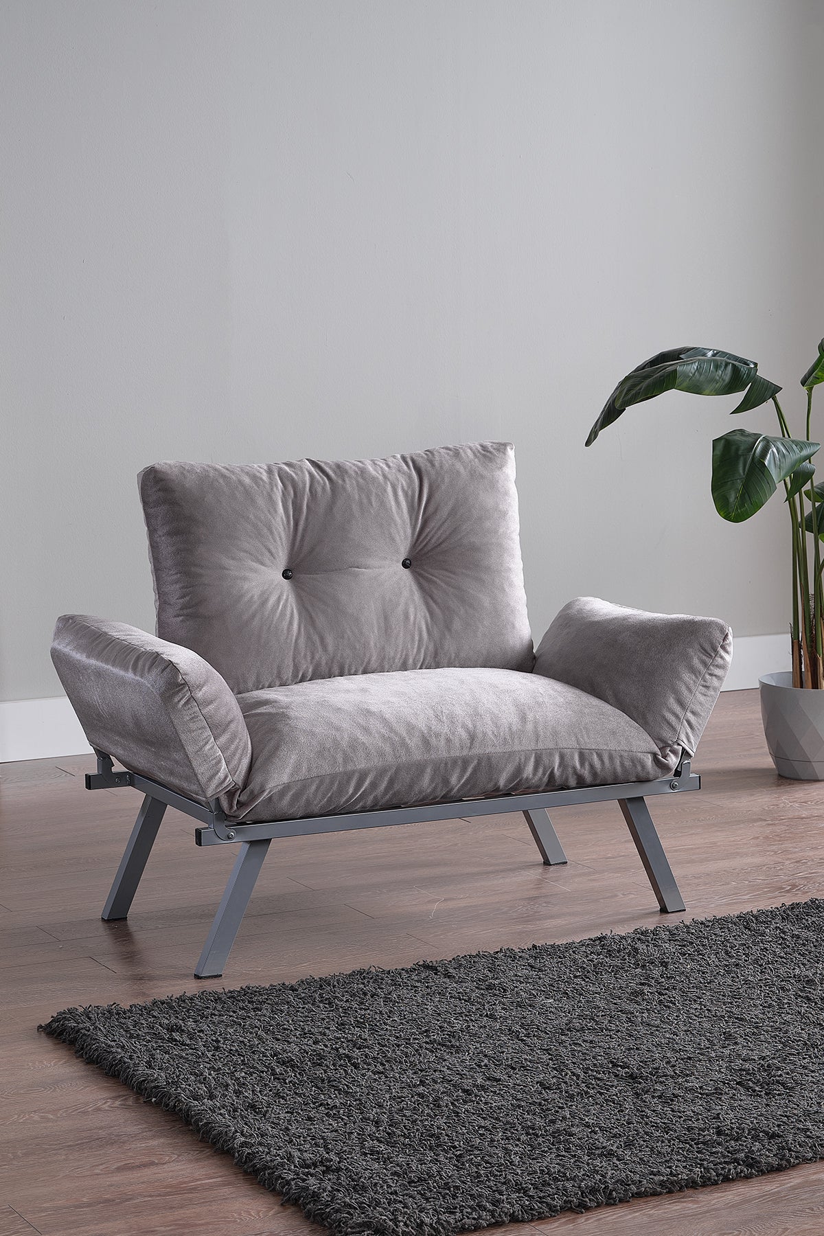 Alora Metal Legs Futon Love seat