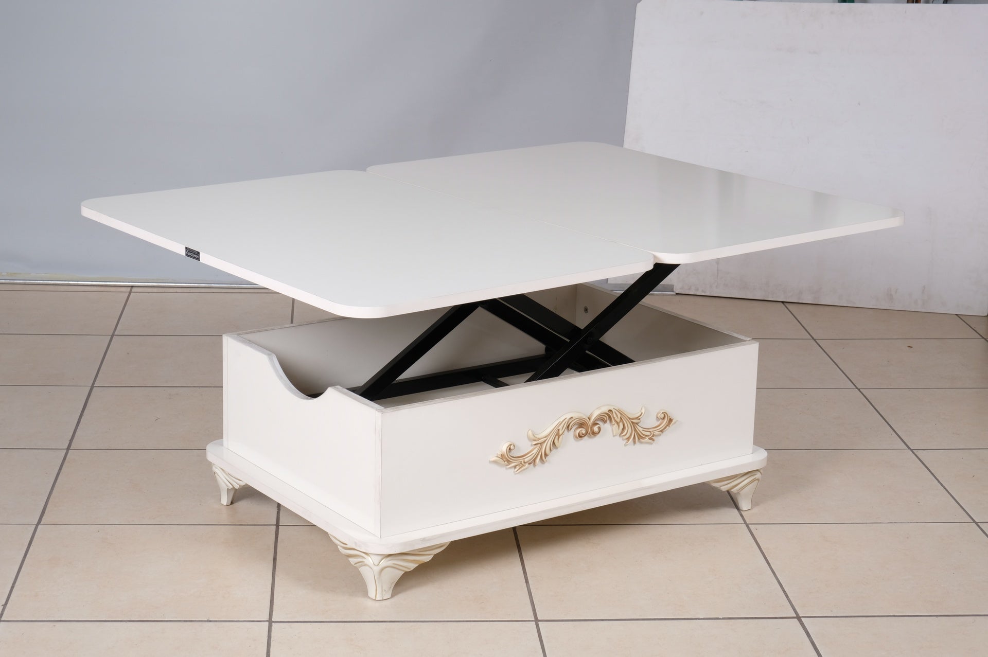 Rio Smart Coffee Table For Living Room, Adjustable Height Coffee Table, 1001 White