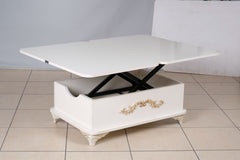 Rio Smart Coffee Table For Living Room, Adjustable Height Coffee Table, 1001 White