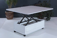 Rio Smart Coffee Table For Living Room, Adjustable Height Coffee Table, 1003 White
