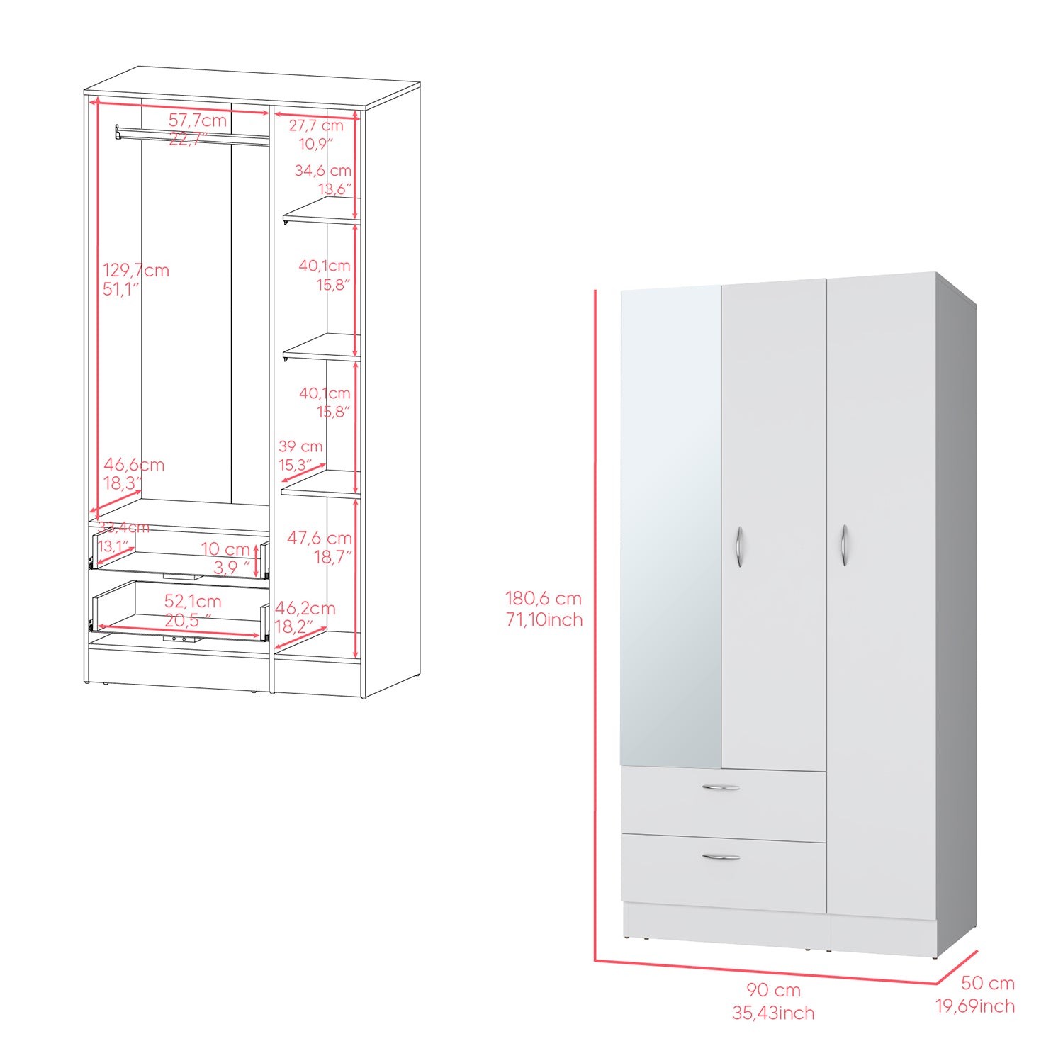 Armoire Haddam, Bedroom, White