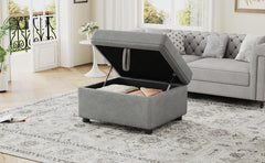 26.6" Ottoman Movable Storage Ottoman Footrest for Living Room, Bedroom, Gray