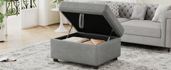 26.6" Ottoman Movable Storage Ottoman Footrest for Living Room, Bedroom, Gray