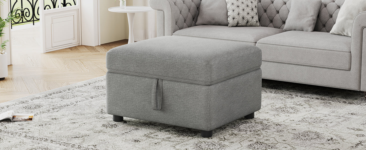 26.6" Ottoman Movable Storage Ottoman Footrest for Living Room, Bedroom, Gray