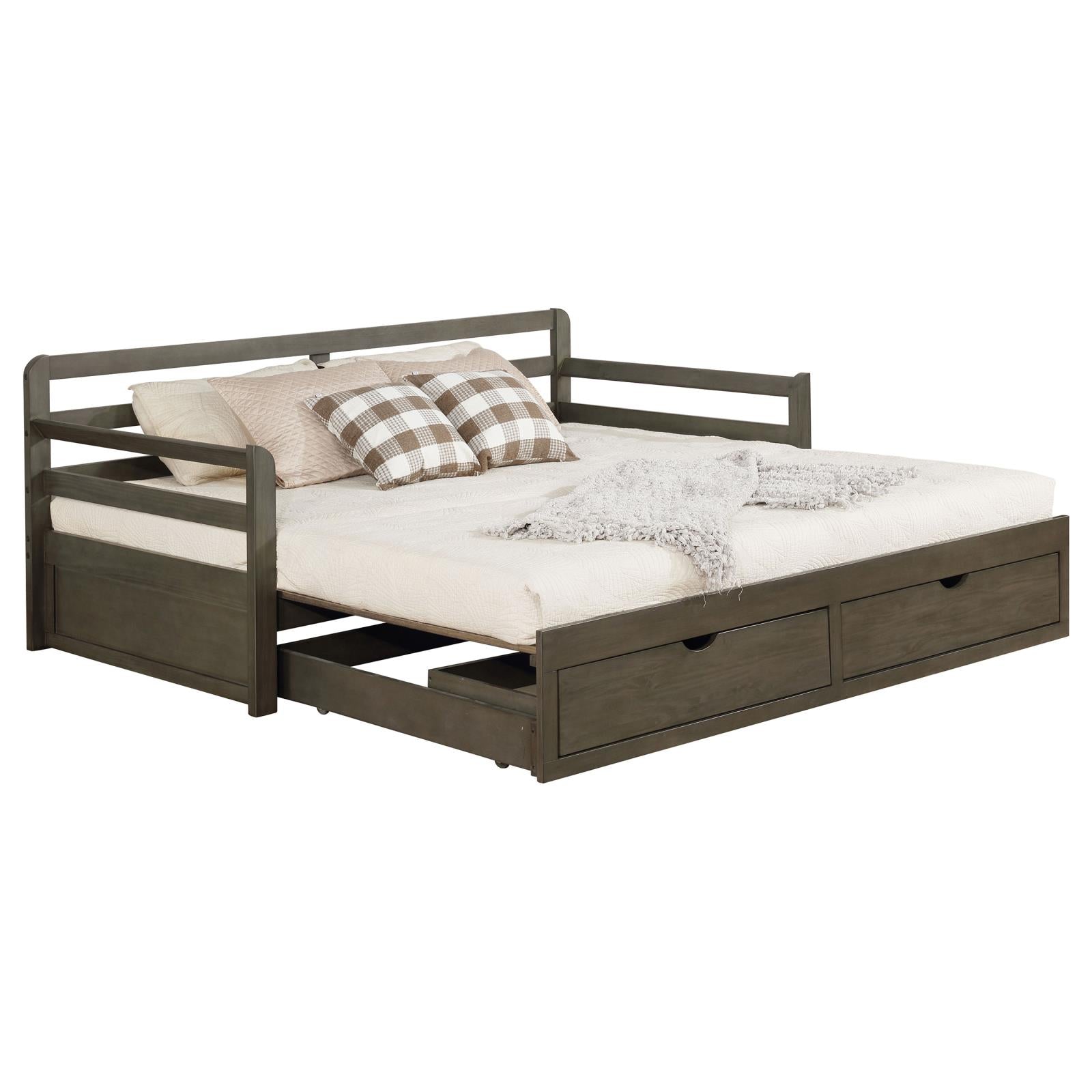 Grey 2-drawer Daybed with Extension Trundle