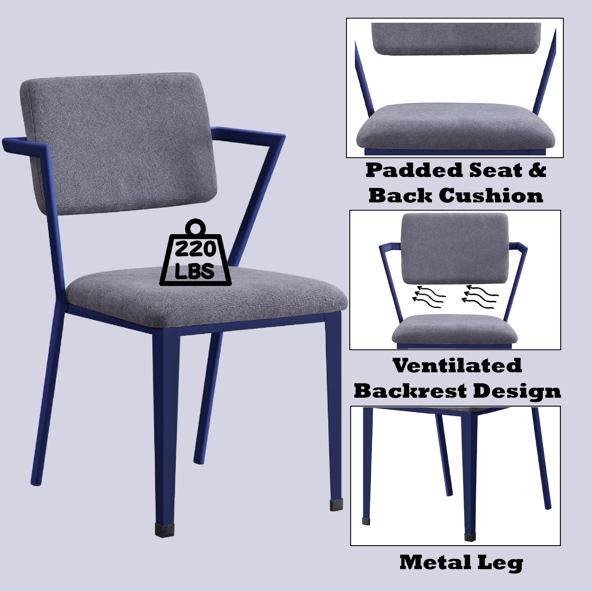 Cargo Gray Fabric & Blue Finish Office Chair