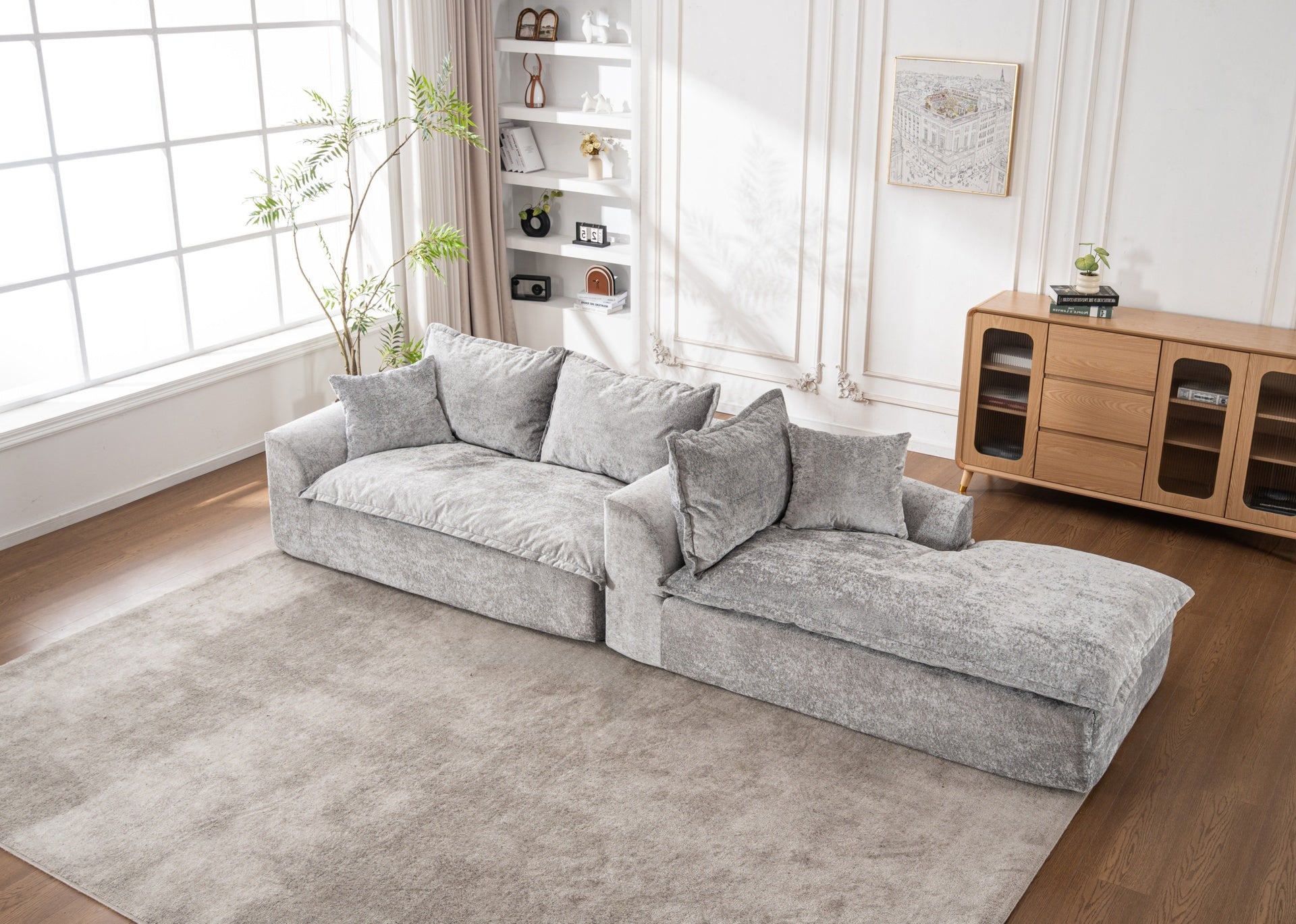 103" Cloud Sectional Couch with L - Shape Chaise, Boneless Modern Modular Large - Segment Sofa for Living Room, No Assembly Required