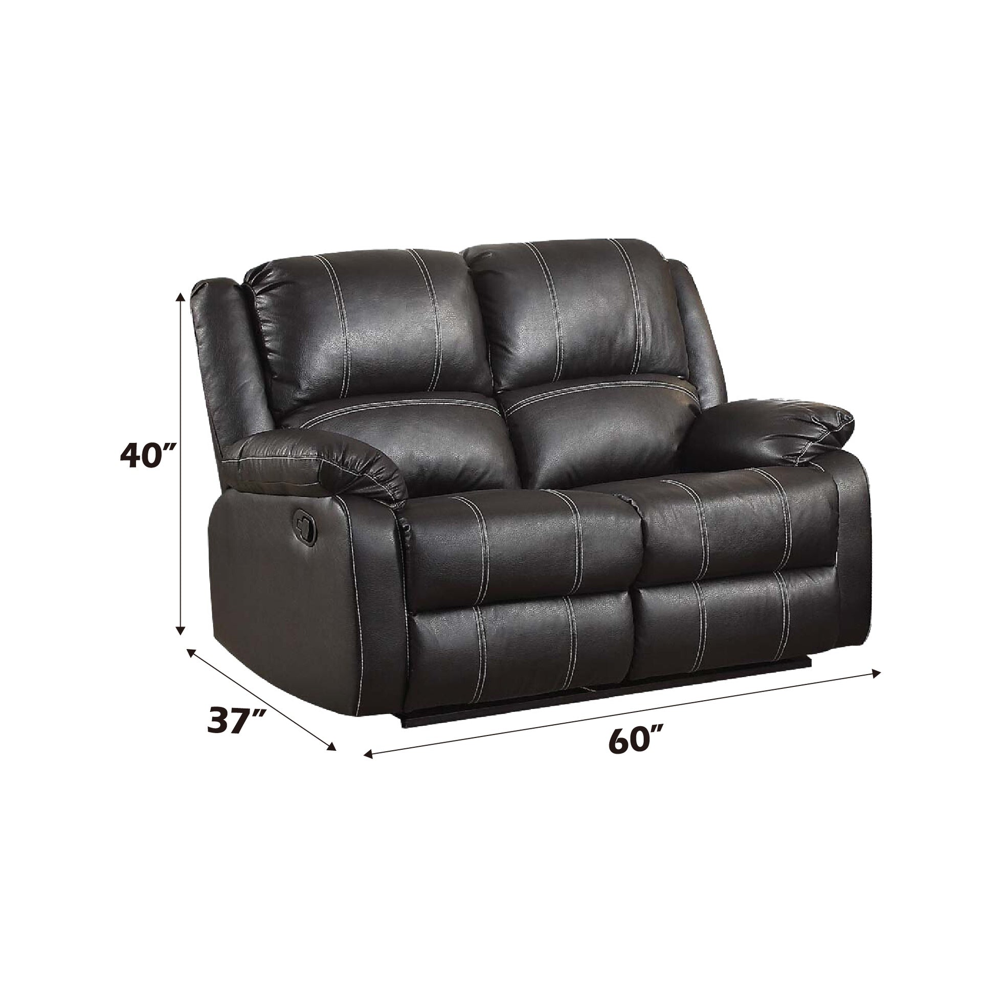 Zuriel Black Synthetic Leather 3PCS Living Room Recliner Set