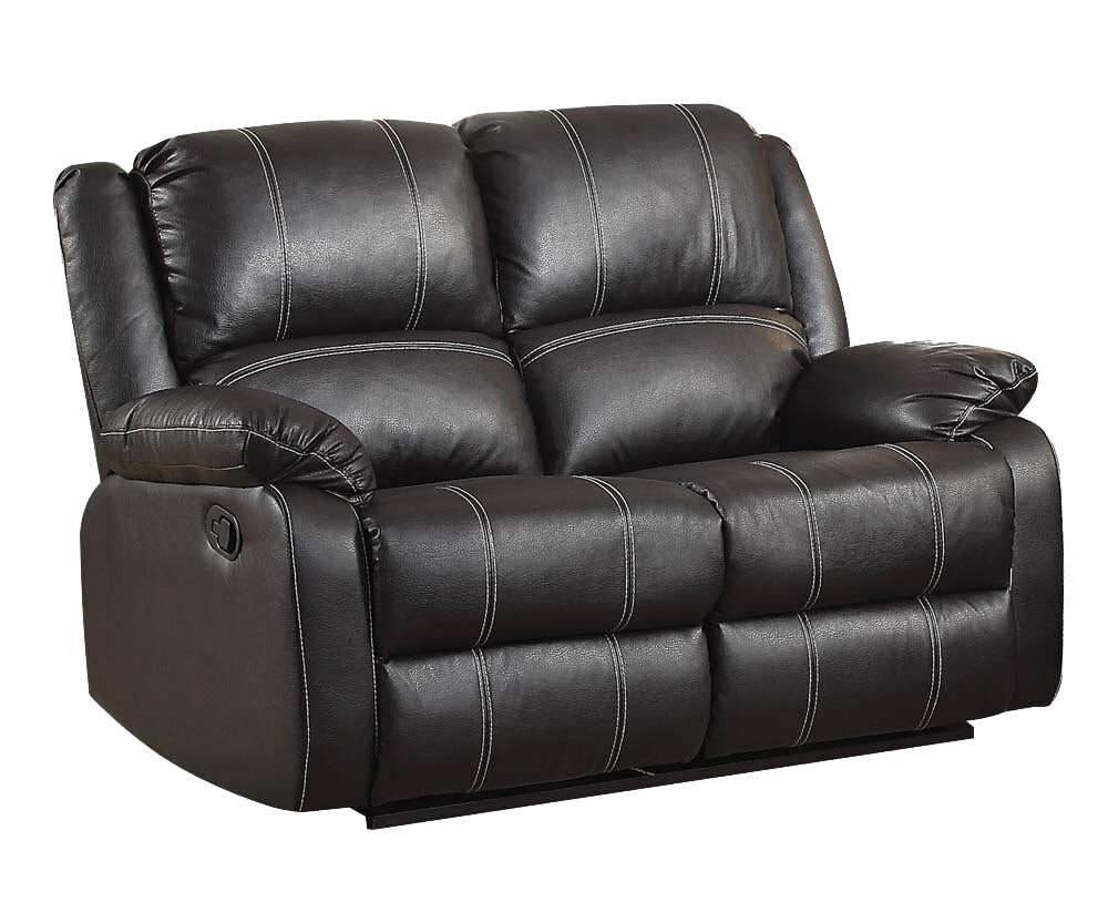 Zuriel Black Synthetic Leather 3PCS Living Room Recliner Set