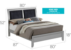 Elegant Contemporary King Bed In Silver Champagne