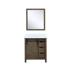 Rustic Brown Bath Vanity 30 in. W x 22 in. D, Cultured Marble Countertop and 28 in. Mirror