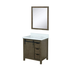 Rustic Brown Bath Vanity 30 in. W x 22 in. D, Cultured Marble Countertop and 28 in. Mirror