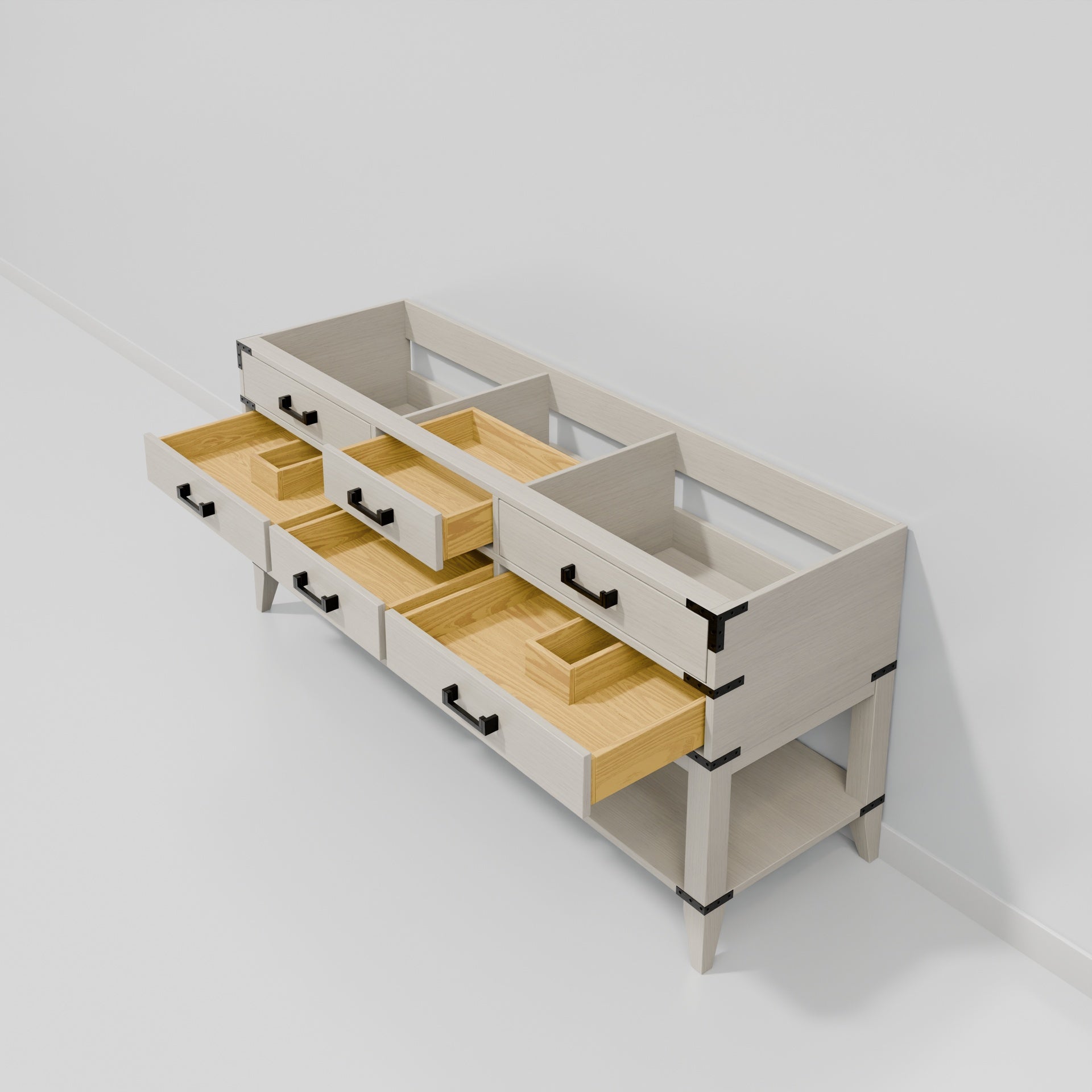 White Oak Double Bath Vanity 72 in. W x 22 in. D