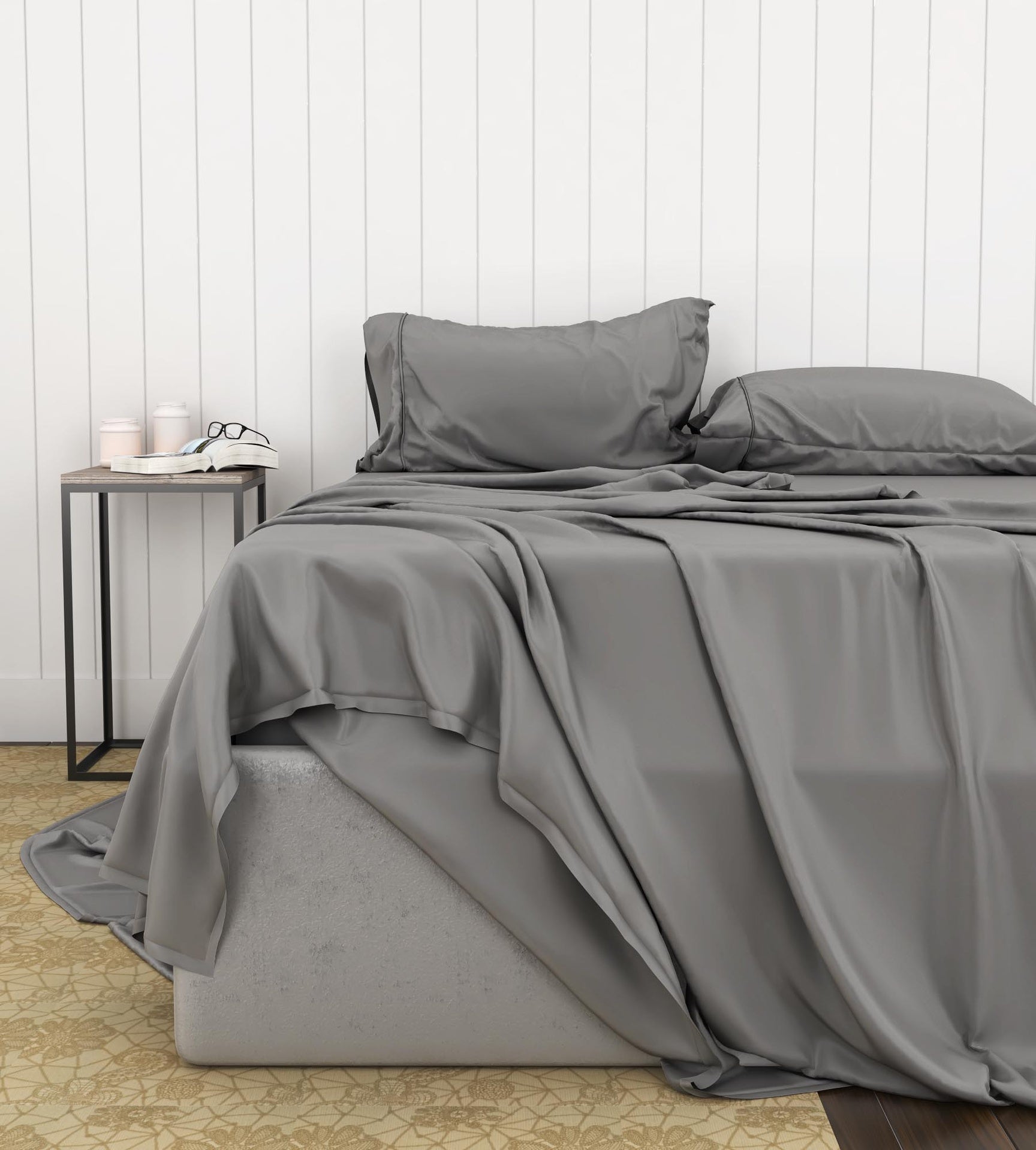 Bamboo Cotton Sheets Soft and Smooth with Viscose from Bamboo Grey Twin Long