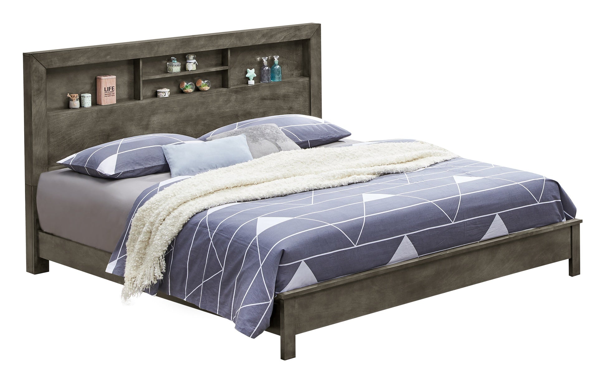 Elegant Transitional Gray Frame Bed