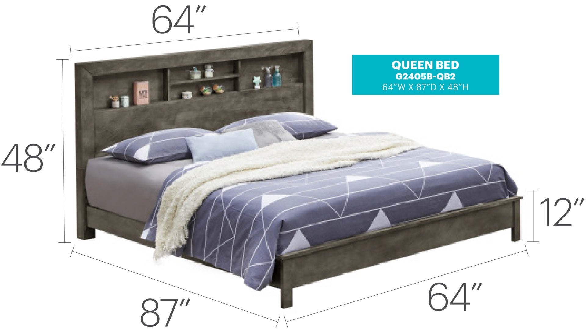 Elegant Transitional Gray Frame Bed