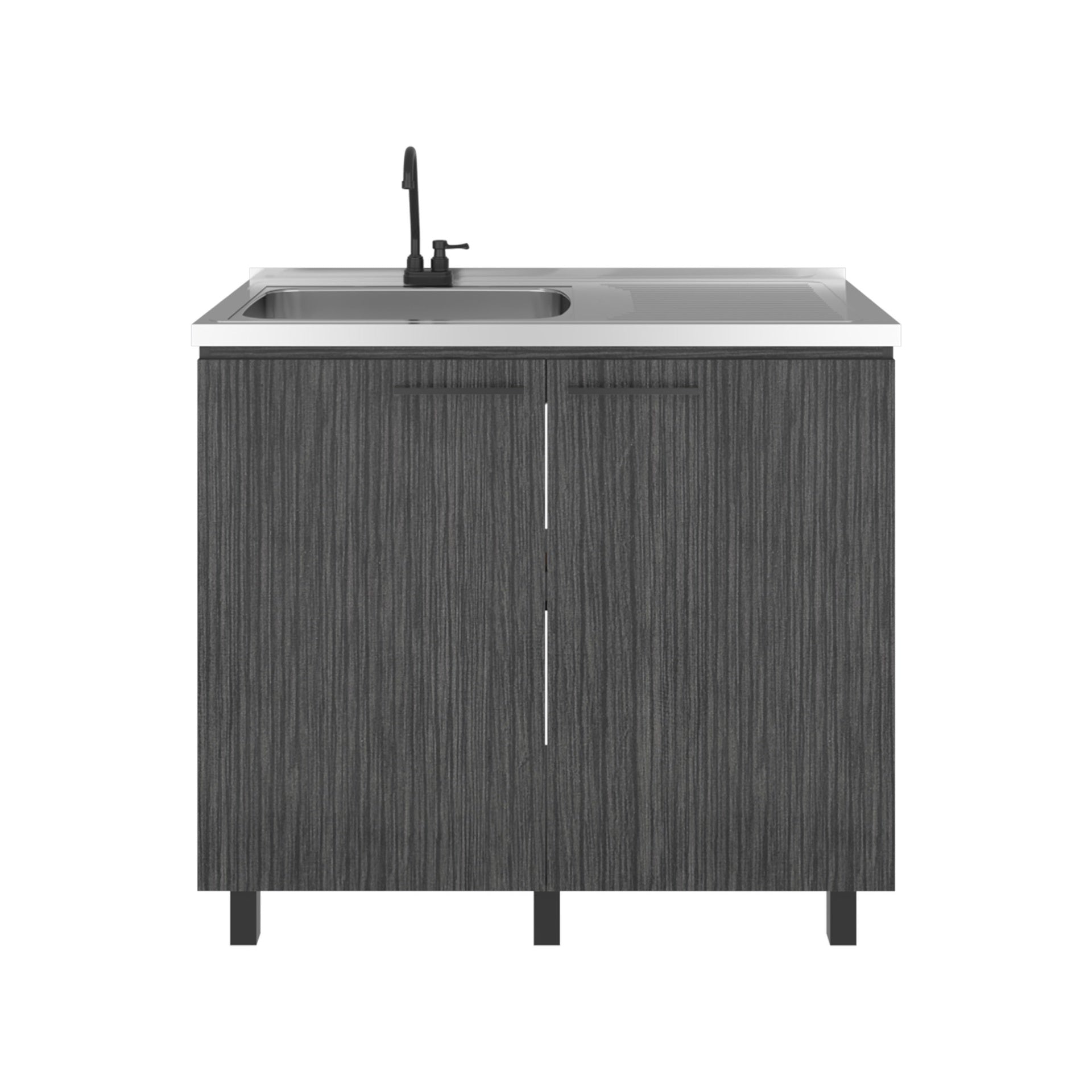 Napoles Utility Sink Complete with Faucet, Freestanding Base with Legs and Deep Stainless Steel Basin, Modern Multi-Purpose Sink for Kitchen, Laundry or Utility Room, Smoke Gray