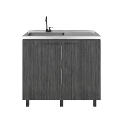 Napoles Utility Sink Complete with Faucet, Freestanding Base with Legs and Deep Stainless Steel Basin, Modern Multi-Purpose Sink for Kitchen, Laundry or Utility Room, Smoke Gray