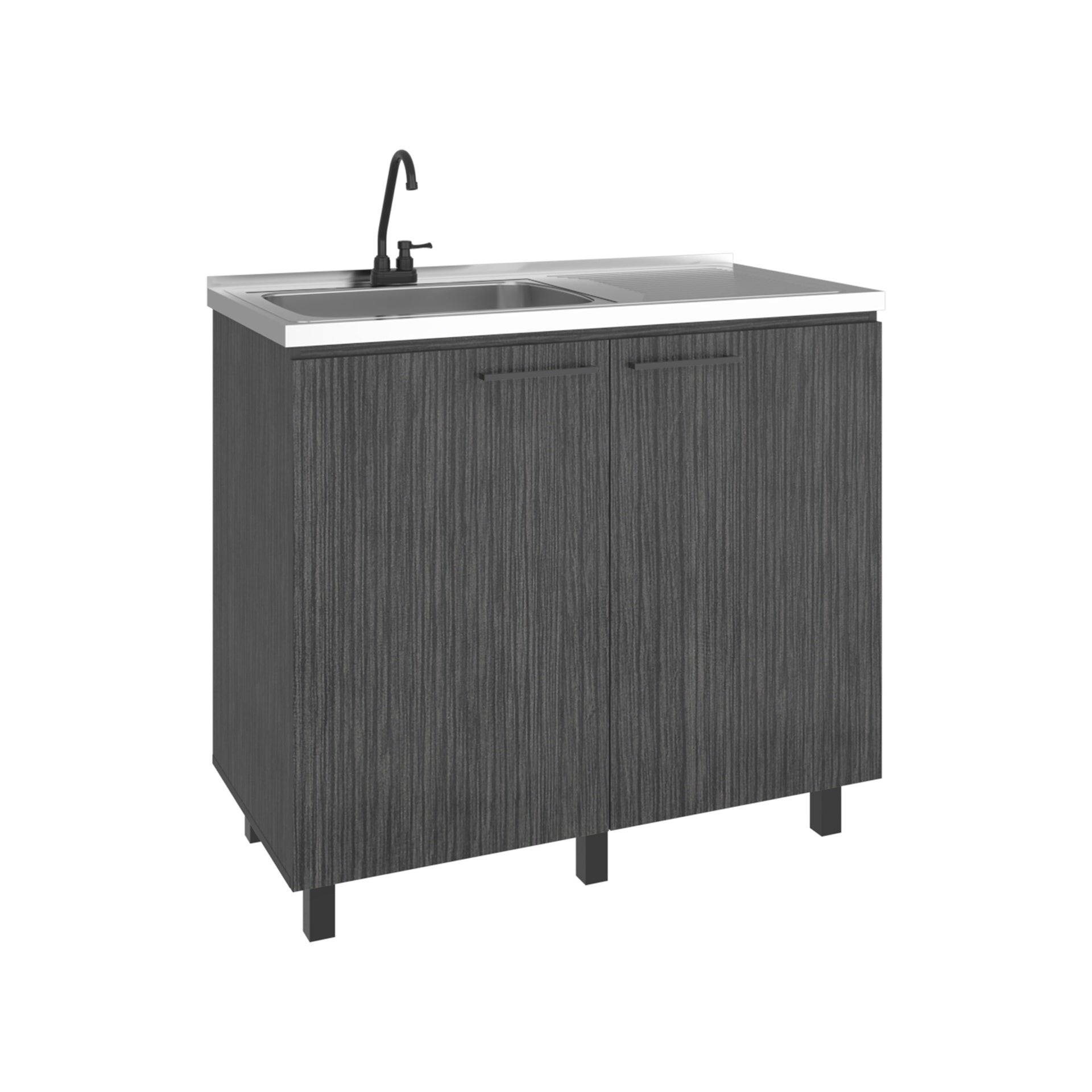 Napoles Utility Sink Complete with Faucet, Freestanding Base with Legs and Deep Stainless Steel Basin, Modern Multi-Purpose Sink for Kitchen, Laundry or Utility Room, Smoke Gray