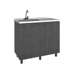 Napoles Utility Sink Complete with Faucet, Freestanding Base with Legs and Deep Stainless Steel Basin, Modern Multi-Purpose Sink for Kitchen, Laundry or Utility Room, Smoke Gray