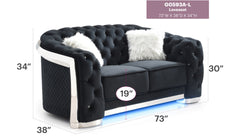 Elegant Black Loveseat With Flared Arms