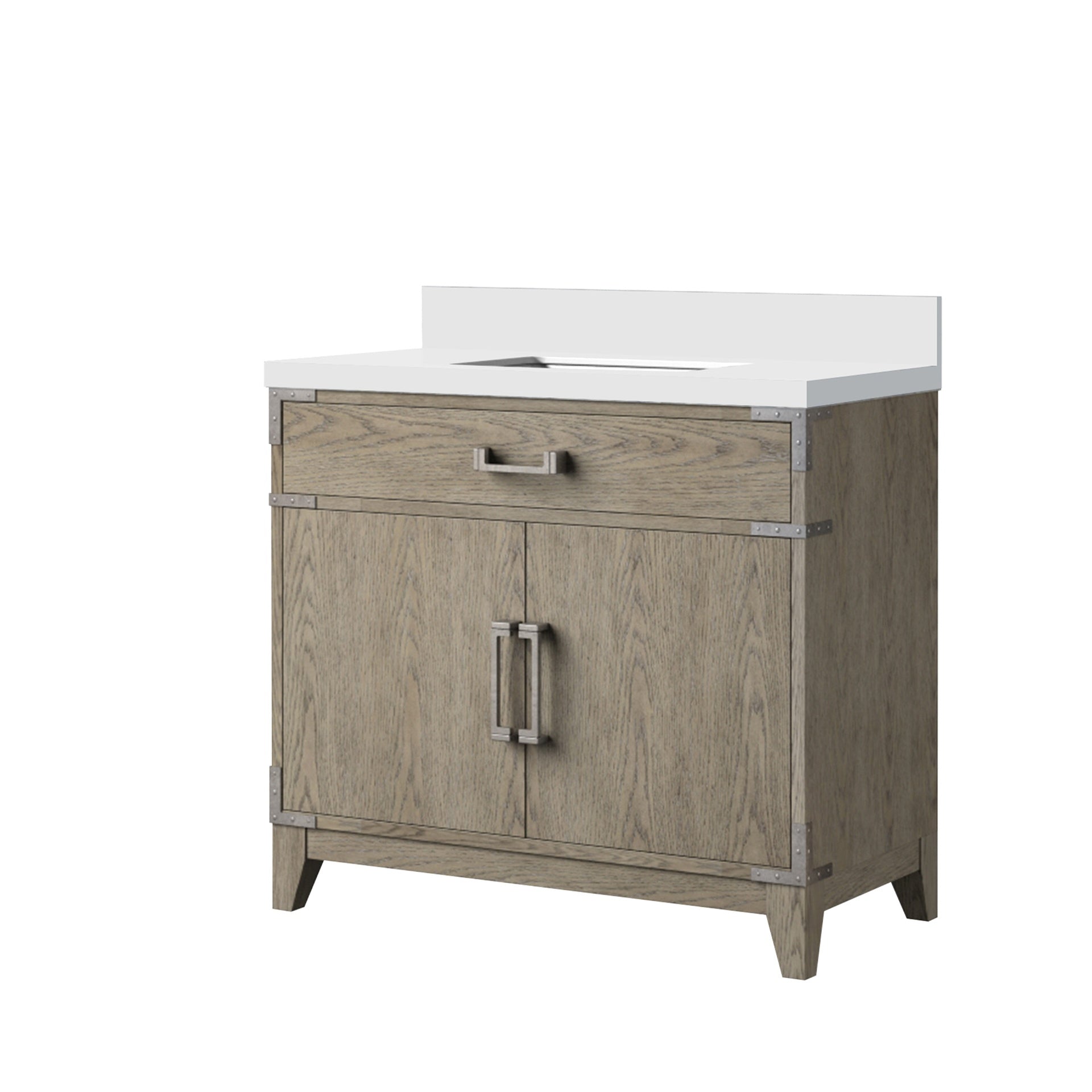Grey Oak Single Bath Vanity 36 in. W x 22 in. D, with Cultured Marble Top