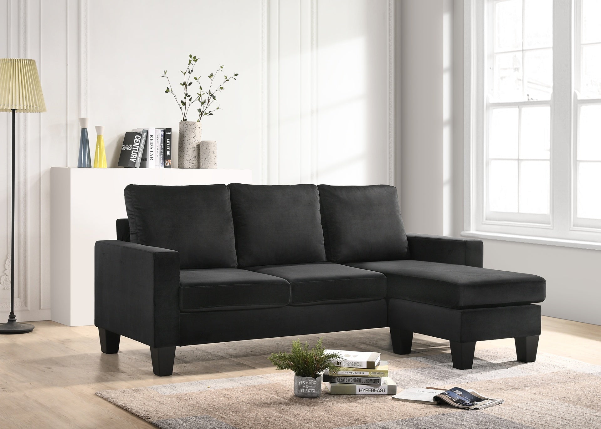 Jessica G0512-SCH Sofa Chaise , BLACK