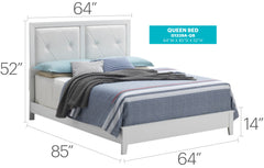 Elegant Transitional White Queen Bed For Bedrooms