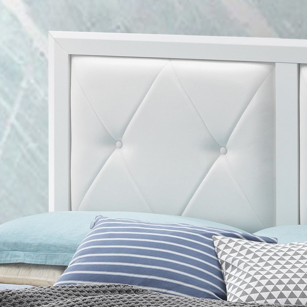 Elegant Transitional White Queen Bed For Bedrooms