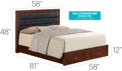 Elegant Cherry Full Storage Bed For Cozy Spaces