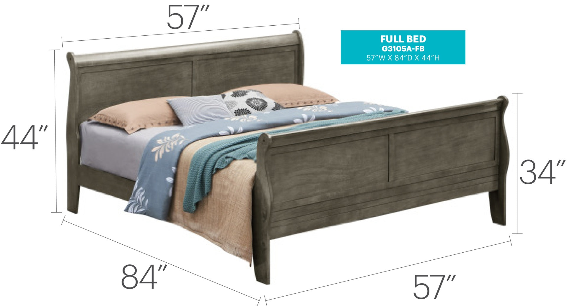 Timeless Gray Full Bed For Elegant Bedrooms