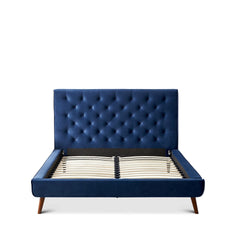 Dillon Blue Velvet Platform Bed (Queen Size)
