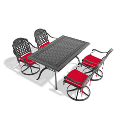 5-Piece All-Weather Cast Aluminum Dining Set, Include 4 Swivel Chairs and Rectangular Table With Black Frame(same sku:W1710S00456)