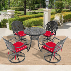 5-Piece All-Weather Cast Aluminum Dining Set, Include 4 Swivel Chairs and 30.71" Round Table With Black Frame (same sku: W1710S00432 )