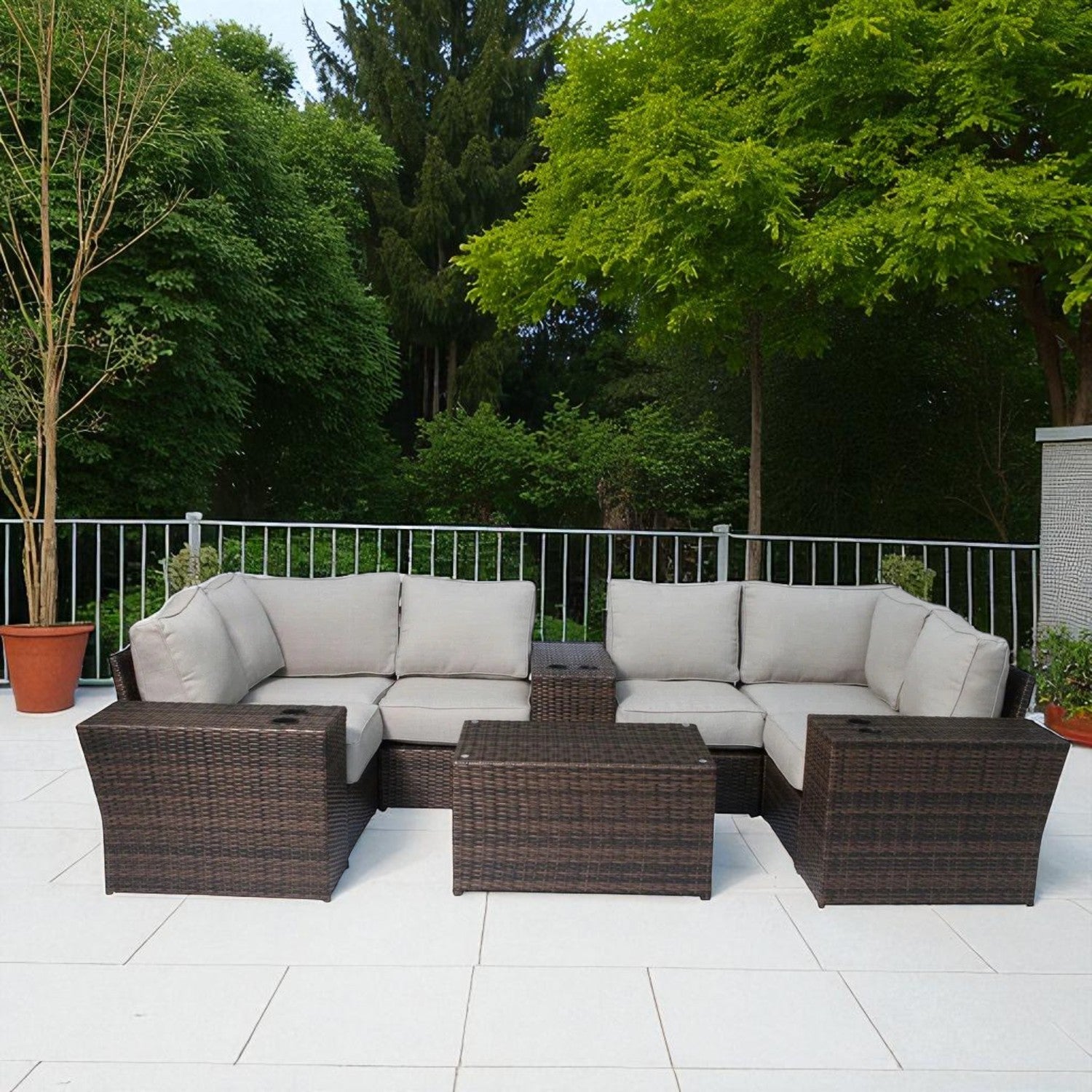 Pre-Assembled Patio Sofa Seating Group for 4 with Cushions