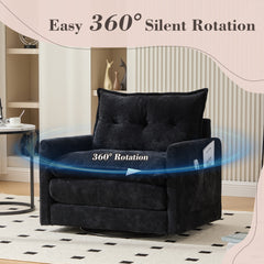UNITED WE WIN Swivel Barrel Chair - Mid Century Modern Chair, Thick Padded Arm Chair with Solid Metal Base, Comfortable Single Sofa Chair, Swivel Accent Chair for Living Room Bedroom